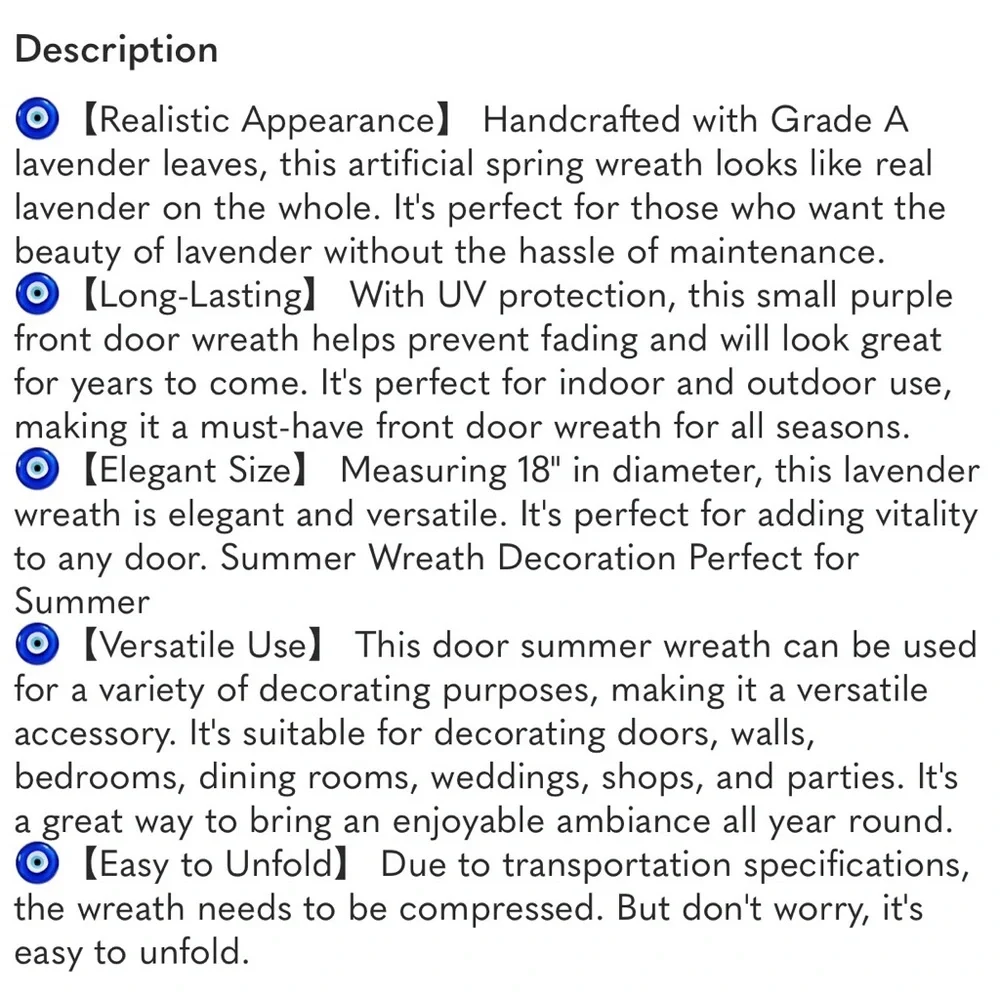 Lavender Wreaths for Front Door, 18inch Artificial Farmhouse Wreaths for Wall